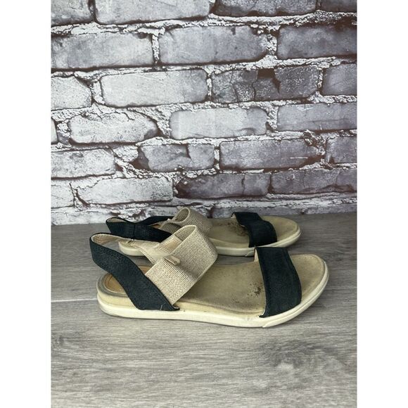 Ecco Flowt 2 Black Gray Leather Strappy Slip On Comfort Sandals Women Sz 39EU/8M - Picture 2 of 16